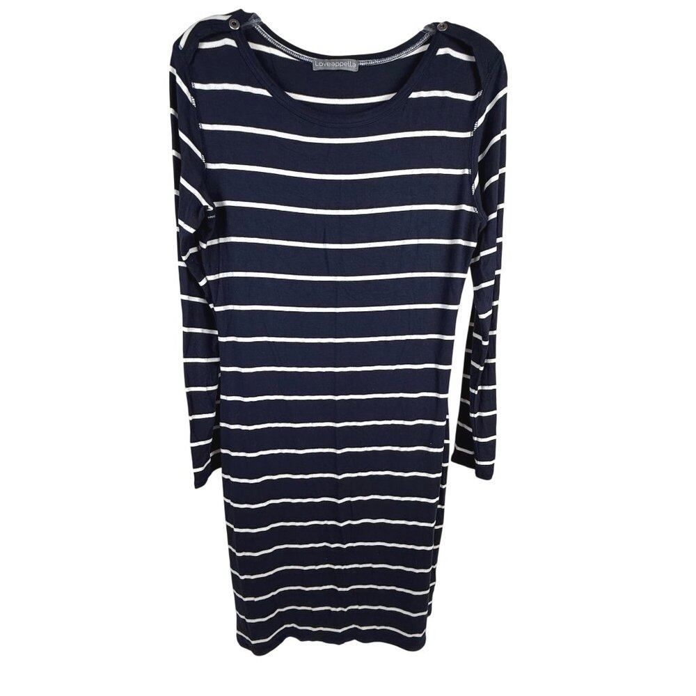 Loveappella Whitnee Stitch Fix Navy & White Striped Knit Dress Bodycon Size M
